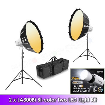 Godox 2x LA300Bi 330W Litemons Bi-Color Dual Power Two LED Light Kit (2800K-6500K)