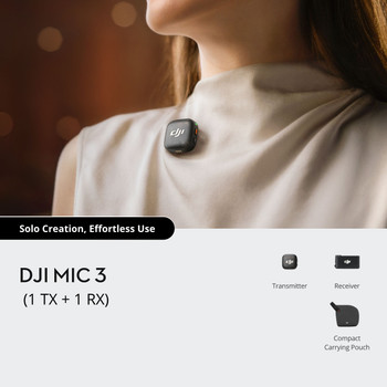DJI Mic 3 (1TX + 1RX) 1-Person Compact Wireless Microphone System for iPhone/ Android /Camera