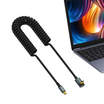 Fotolux USB-C to USB-C PD100W Fast Charging 8K Up Angled 90 degree Coiled Cable (50cm-180cm)
