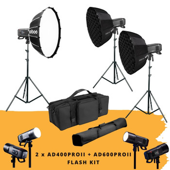  Godox 2x AD400Pro II + AD600Pro II Professional High End Portable Three Flash Kit