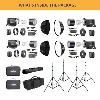 Godox 2x AD400Pro II + 2x AD600Pro II Professional High End Portable Four Flash Kit