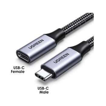  UGREEN 30205 US372 USB-C Male to USB-C Female PD 100W 4K 60Hz 10Gps Fast Charging Extension Cable (1m )