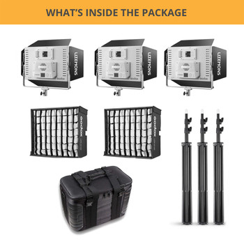  Godox 3x LP1200Bi Litemons 120W Bi-Color Three LED Light Panel Kit (2800K-6500K)