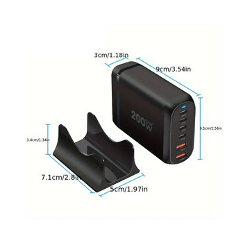 Fotolux 200W AC-DC Power Fast Gan Charger, Charging Station( 6 Ports )