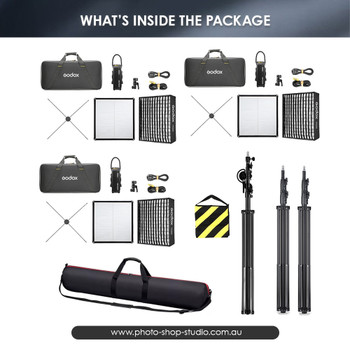 Godox 3x F200Bi (60x60cm) KNOWLED 210W Bi-Color Flexible Three LED Light Mat Panel Kit (IP65 Weather-Resistant)