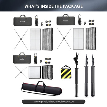  Godox 1x F200Bi + 2x F400Bi  KNOWLED Bi-Color Flexible Three LED Light Mat Panel Kit (IP65 Weather-Resistant)