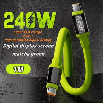 Fotolux PD240W USB-C to USB-C Fast Charging Data Cable with HD Digital Display - Green (1m)