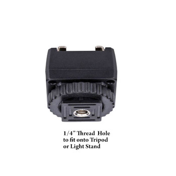 JJC JSC-9 Hot Shoe Adapter  (1/4" Thread ) with Female PC Sync Outlet & 3.5mm socket