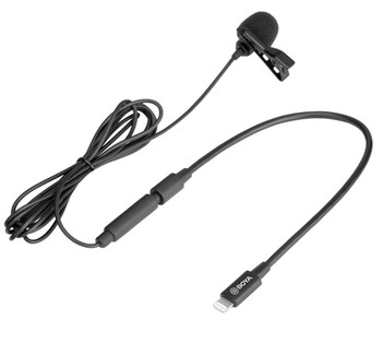 BOYA BY-M2 Clip-on Lavalier / Lapel Microphone for iOS devices ( 3.5mm TRS Male to lightning adapter cable)