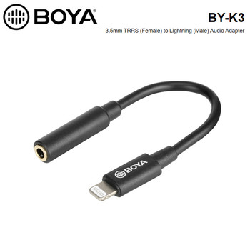 BOYA BY-K3 Audio Adapter 3.5mm TRRS Female to Lightning Male 