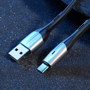 Baseus CATSP-B01 Horizontal USB to Type-C Cable 1M (Black) with indicator lamp