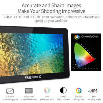 Feelworld F6 Plus  5.5 " 3D 4K LUT IPS FHD 500nit Touch Screen Field Monitor