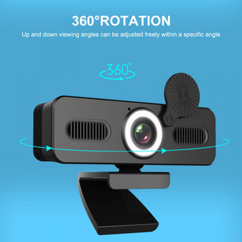 K&F Concept GW50.0006 200W Dual Microphone Webcam HD Computer Camera with Fill Light