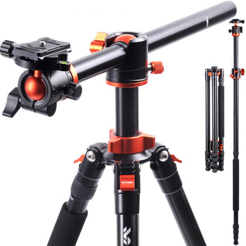 K&F Concept 240cm Aluminum Lightweight Travel Tripod Monopod with 360° Ball Head