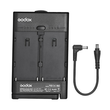 Godox BC60 NP-F Battery Plate (2-Slots) with 20cm DC Power Cable for ML30 ML60 LC30D LC30Bi LED