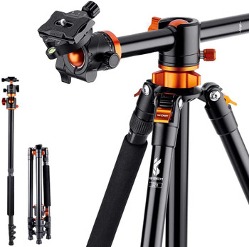 K&F Concept KF09.112 T255A3+BH28L 1.8m Alum Tripod with Cross Arm for Flat Lay Photos
