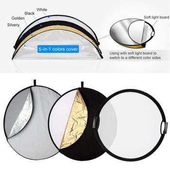 K&F Concept GW52.0004 5 in 1 Circular Collapsible Reflector 110cm with Handle Grips