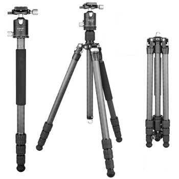 Cavix AS60C Carbon Fiber 4-section Twist Lock Tripod / Monopod with Ball Head