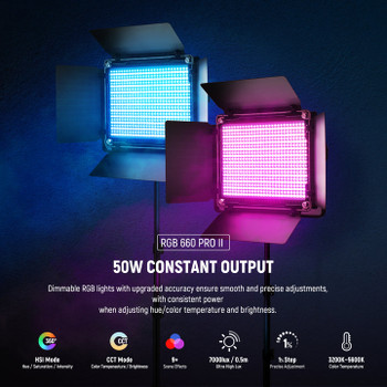 NEEWER 2x 50w RGB660 PRO II LED Panel Video Lighting Kit