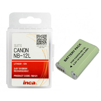 Inca 780121 3.6V 1910mAh 6.8Wh Rechargeable Li-ion Battery (Replaces Canon NB-12L) for Canon G1X Mark II, N100