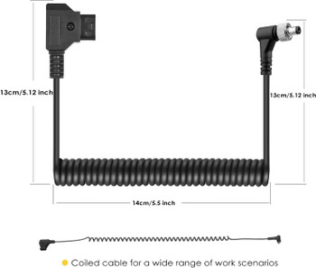 Fotolux D-Tap Type B Male To DC 5.5mm round plug  w lock Coiled Cable for Aputure