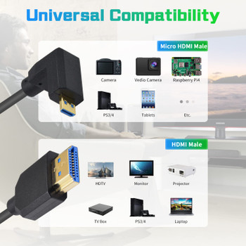 Fotolux Male Micro HDMI (Right Angle) to Male HDMI Cable (1.2m)