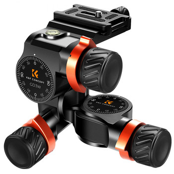 K&F Concept KF31.047 GD3W 3-Way Geared Tripod Head (Max Load. 7kg)  