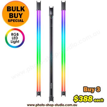 Godox 3x TL120 117cm 30W RGB Three LED Tube Light Kit (Bulk Buy) 