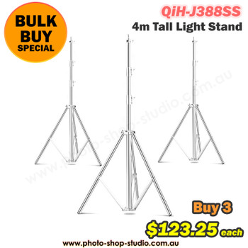 Fotolux 3x QiH-J388SS Stainless Steel Light Stand 4m tall (Bulk Buy)