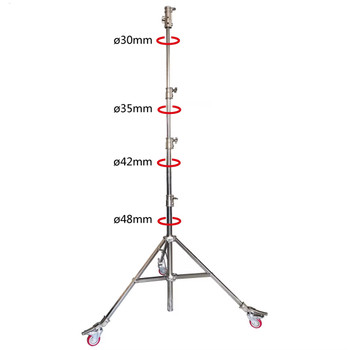 Fotolux J4200 4.2m Heavy Duty Pro S/S Light Stand with Wheels