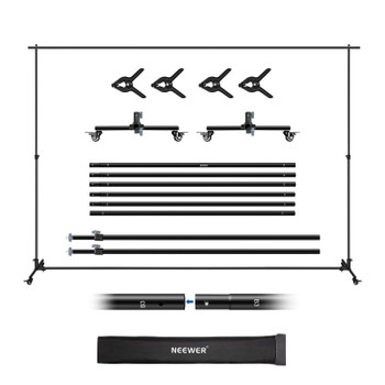 NEEWER NK-01 Adjustable Backdrop Stand Heavy Duty with 360° Wheels (3m W x 2.1m H)  