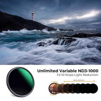 K&F Concept 43mm ND3-ND1000 (1.5-10stop) Nano-D Variable Neutral Density VND Filter