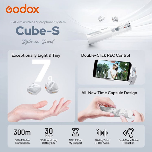  Godox CUBE-SL KIT 2 WHITE (Lightning Plug)(2 TX+1 RX) 2.4GHz Wireless Microphone System for iOS Devices