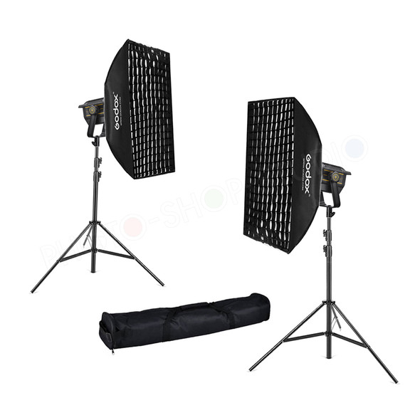  Godox 2x VL200II 215W Dual Power Pro COB Two LED Video Light Kit