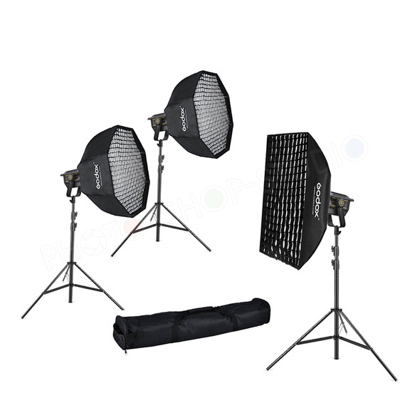 Godox 3x VL200II 215W Dual Power Pro COB Three LED Video Light Kit