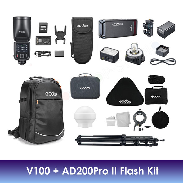 Godox V100 + AD200ProII Two Portable Flash Kit 