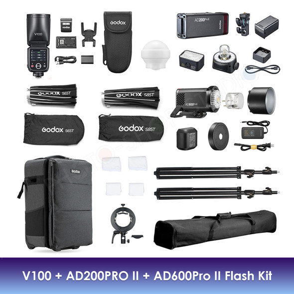 Godox V100 + AD200Pro II + AD600Pro II Three Portable Flash Kit 
