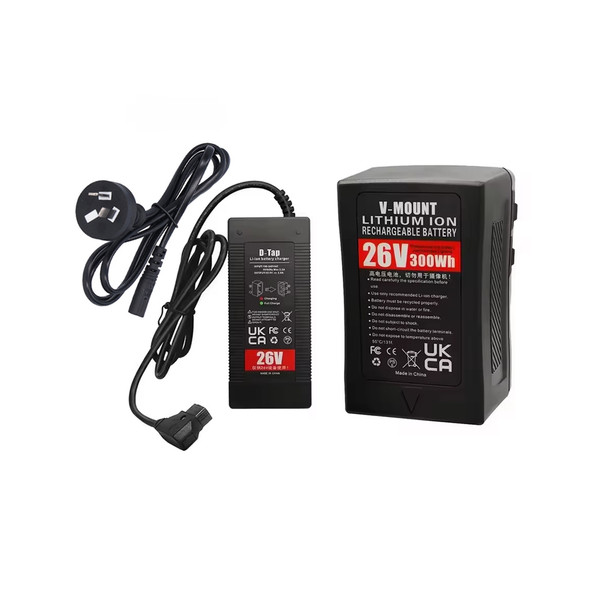 Fotolux BP-300WH 26V 300Wh 20400mAh V-mount V-lock Li-ion Battery with D-Tap Charger Set