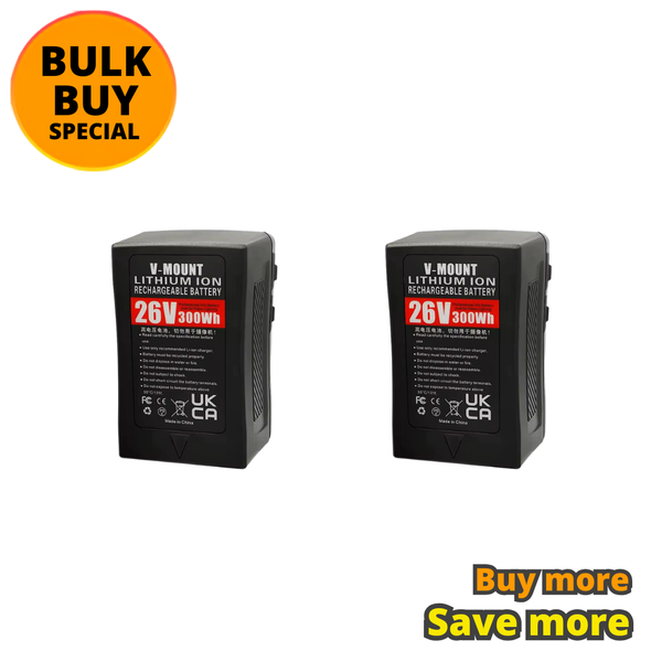 2 x Fotolux BP-300 26V 300Wh 20400mAh V-mount V-lock Li-ion Battery (with D-tap & USB Output)