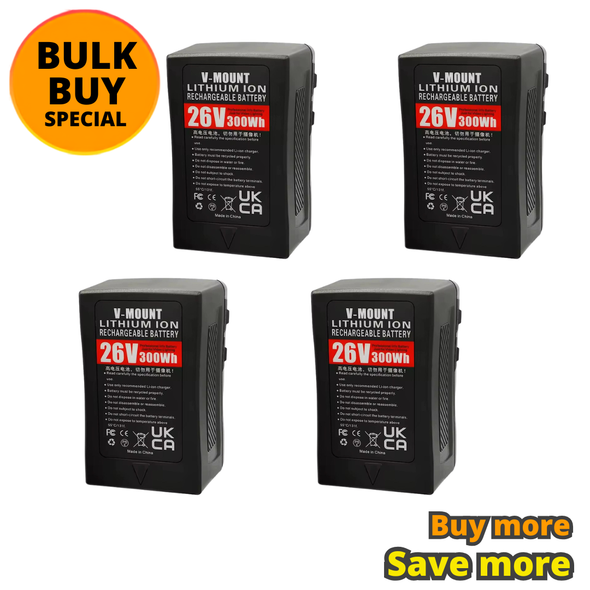 4 x Fotolux BP-300 26V 300Wh 20400mAh V-mount V-lock Li-ion Battery (with D-tap & USB Output)