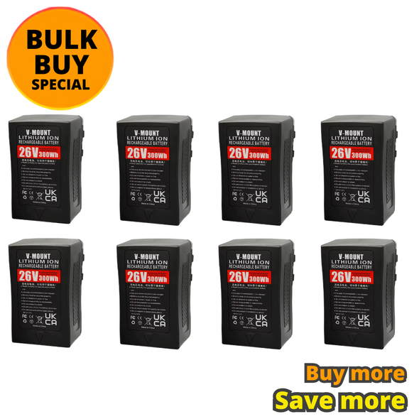 8 x Fotolux BP-300 26V 300Wh 20400mAh V-mount V-lock Li-ion Battery (with D-tap & USB Output)