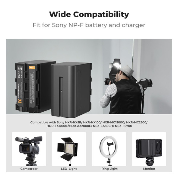 K&F Concept KF28.0047  2x NP-F970 Battery with LED Dual slot USB Charger for Sony NP-F960/NP-F950/NP-F930/NP-F770/NP-F750/NP-F550/NP-F570