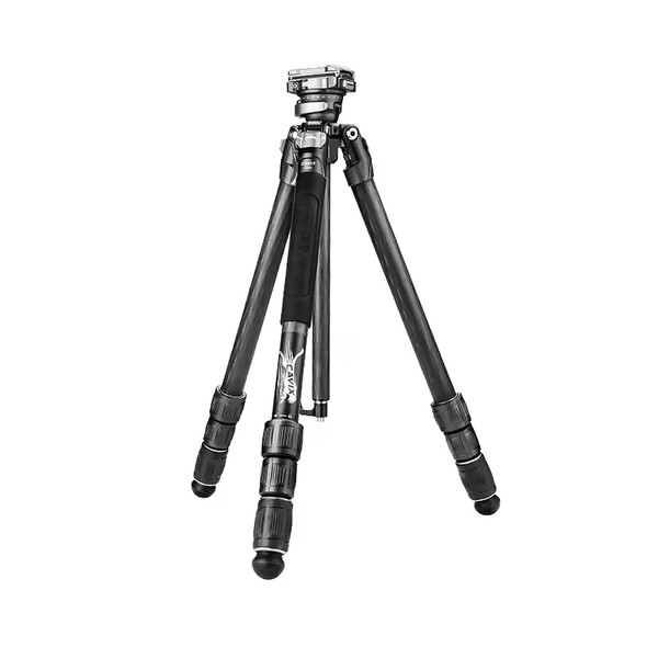 Cavix L-254C Leopard Carbon Fiber 4-section Twist Lock Travel Tripod (Black) 