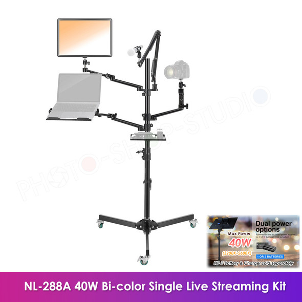 NEEWER NL-288A 40W Bi-color Single LED Panel Live Streaming/ Broadcasting Lighting Kit 