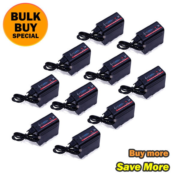 Fotolux 10x NP-F980 (Extra Large) 7.4V 8700mAh  Rechargeable Li-Ion Battery with USB Cable (Bulk Buy) 