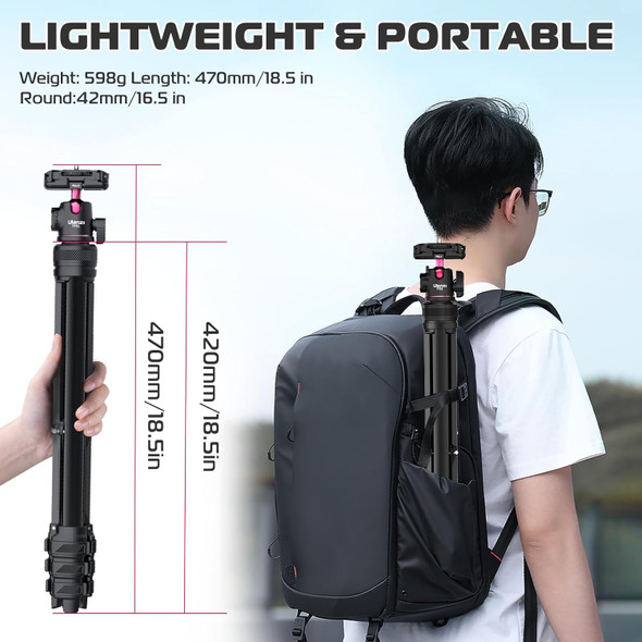 Ulanzi TT51 T089GBB1 2 in 1 Camera Smartphone Portable Aluminum Alloy Vlog Tripod with Ball Head