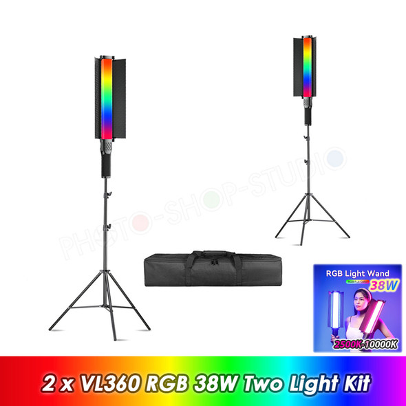  Ulanzi 2x VL360 RGB 38W Two LED Stick Lighting Kit
