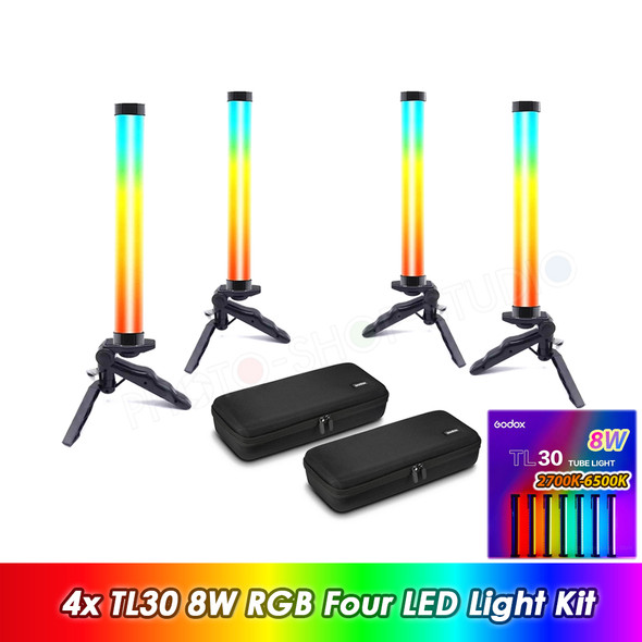 Godox 4x TL30 8W 30cm RGB Tube Handheld / Magnetic Stick Four LED Light Kit