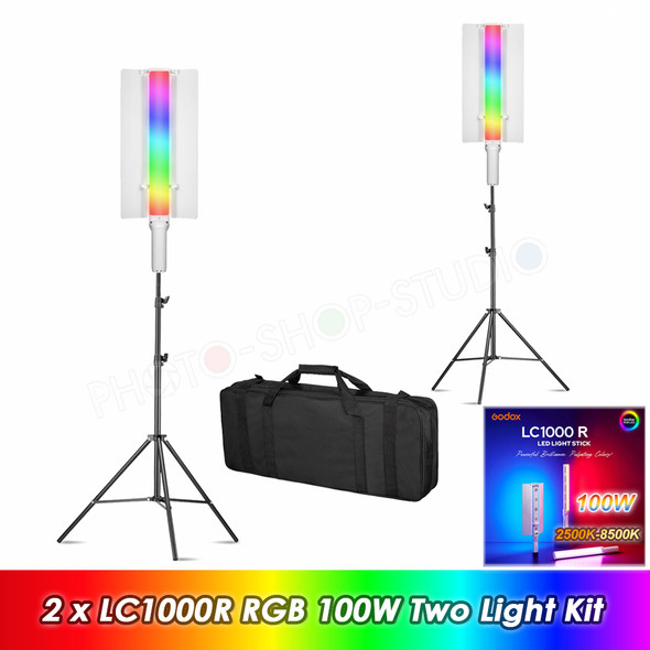 Godox 2x LC1000R (22") 100W RGB Hand-held Two LED Light Stick Kit
