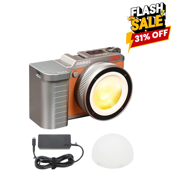 Jinbei EF40Bi 40W Bi-Color Portable Retro LED COB Video Light with Zoom Lens & AC Power Adapter 